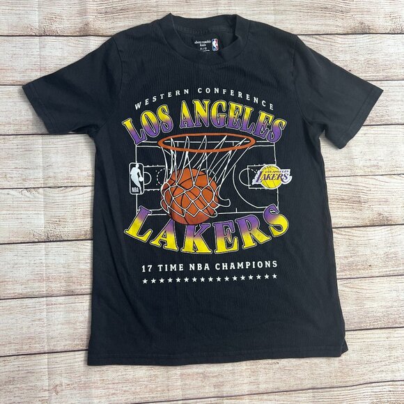 NBA Los Angeles Lakers Kids T-Shirt Size 11/12 Black Abercrombie 17x Champions - Picture 1 of 6